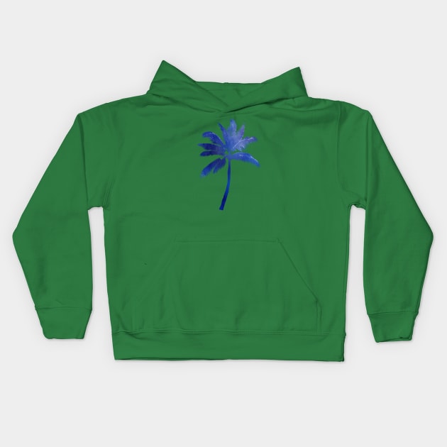 Blue Palm tree Kids Hoodie by Seven Trees Design